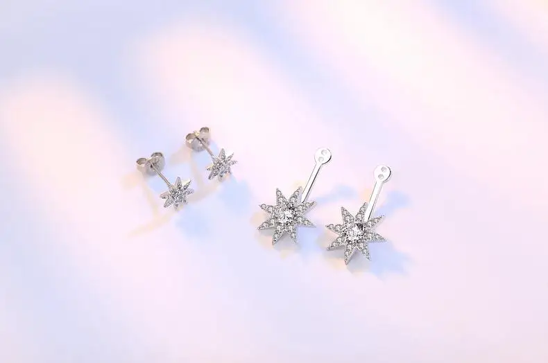 Стерлингового серебра 925 пробы модные блестящие cz Циркон звезда ladies'stud женские украшения, серьги женский подарок Прямая