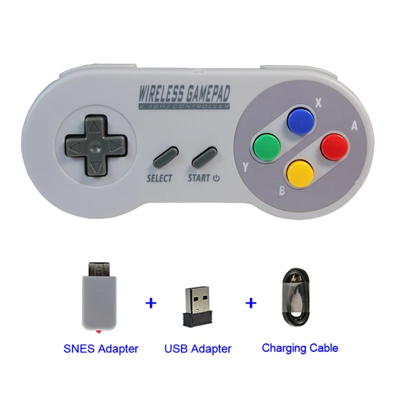 Color Беспроводной 2,4 ГГц геймпад джойстик контроллер для SNES Super NAND Классическая Мини консоль пульт дистанционного управления Joypad - Цвет: Color