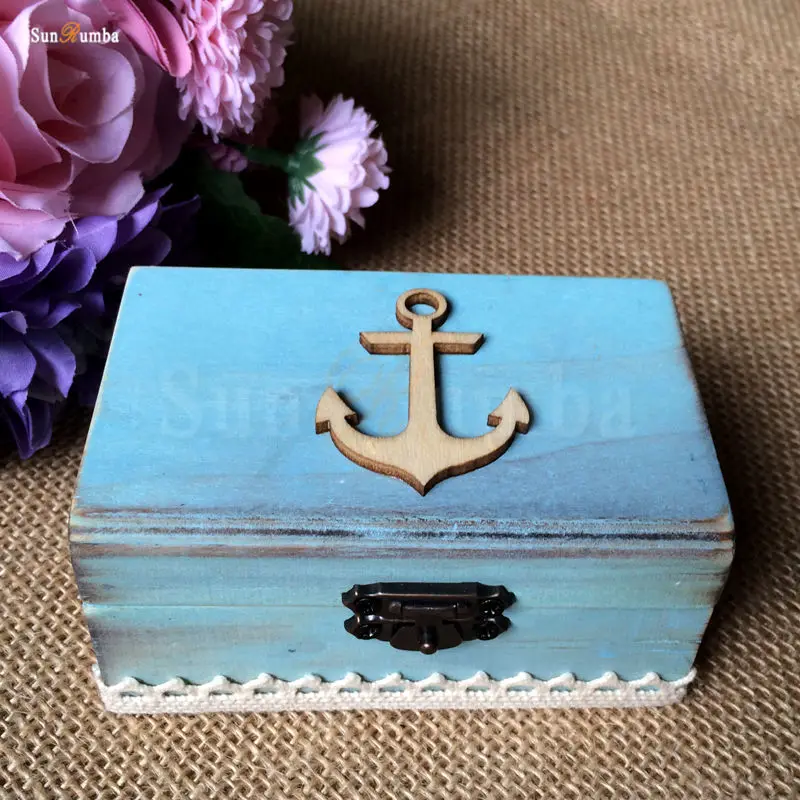 1 шт. деревянная коробка для колец Пляжное свадебное украшение винтажный декор