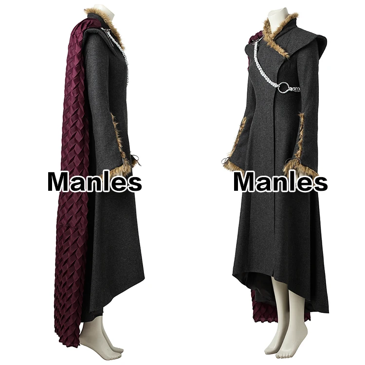 Daenerys Targaryen Cosplay Costume Game of Thrones Season 7 Outfit Fancy Dress Black Clothes Halloween Cloak Boots Adult Women
