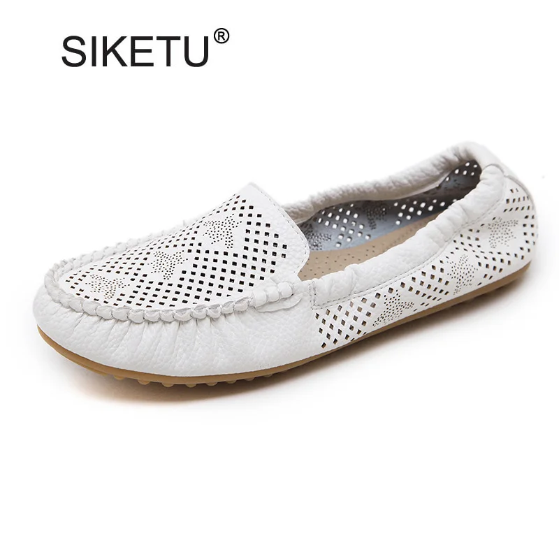 Лоферы женские из искусственной кожи дышащие балетки плоская подошва с