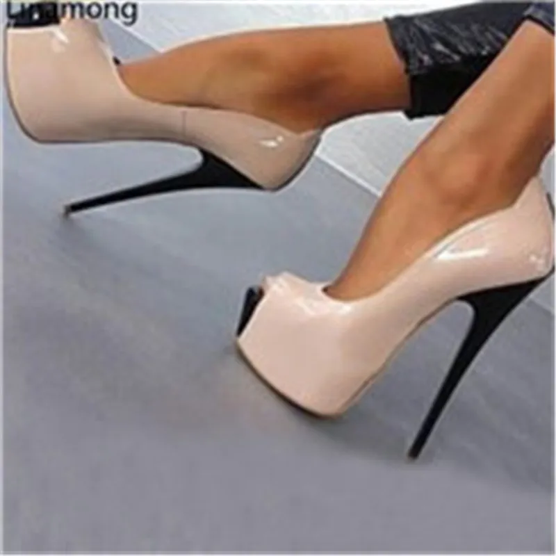 Пикантные женские туфли лодочки на высокой платформе с открытым носком Модные