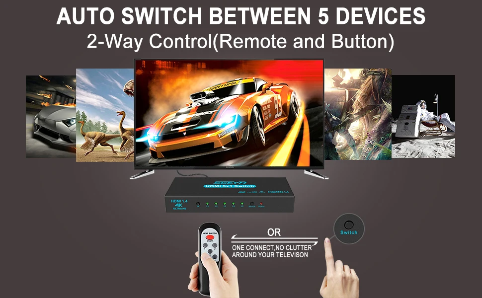 4K 5 портов HDMI переключатель 5 в 1 выход адаптер HDCP HDMI коммутатор разветвитель 1080P подключение 5 HD устройств к 1 HDTV PS3 DVD с ИК-пультом дистанционного управления