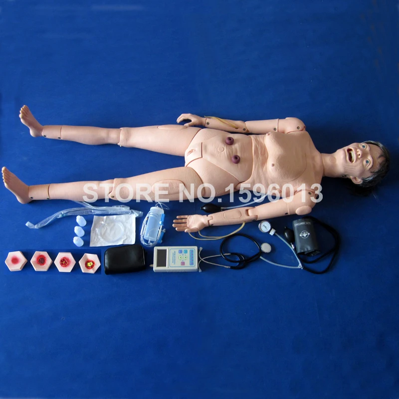 

Advanced Female Elderly Nursing Manikin,Elderly Nursing Dummy with Trauma Care and BP Measurement