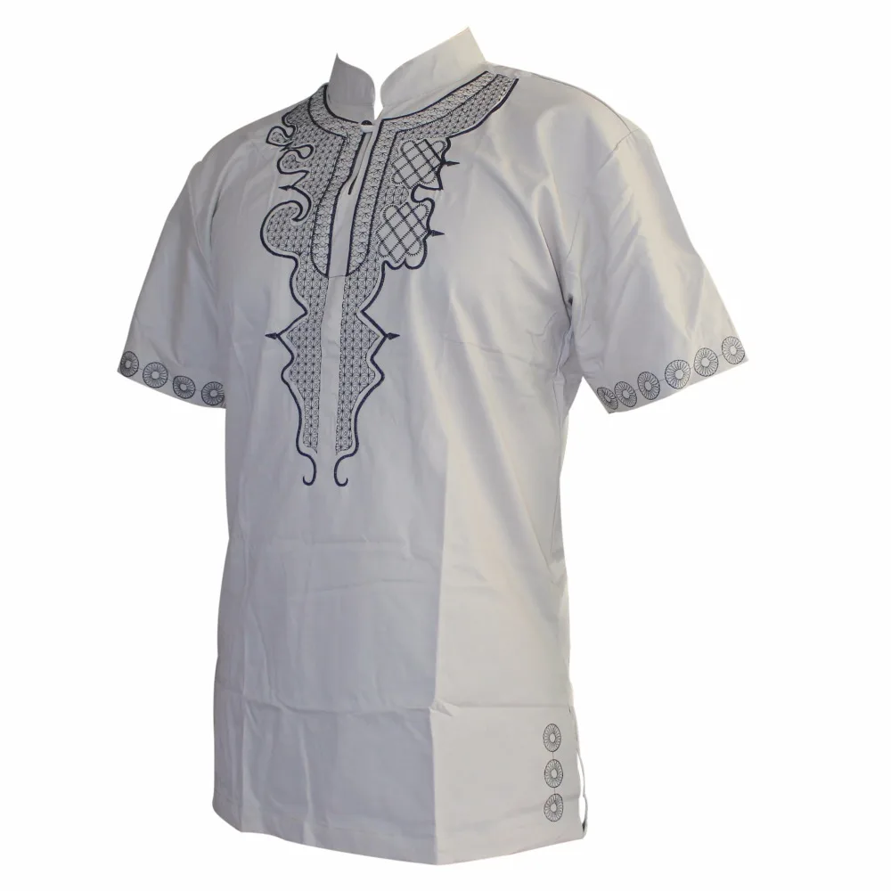 Dashikiage Black Panther Embroidered Slim African Hippie Dashiki Top Ankara For Man's Short Sleeve Fashion T-Shirts | Мужская одежда