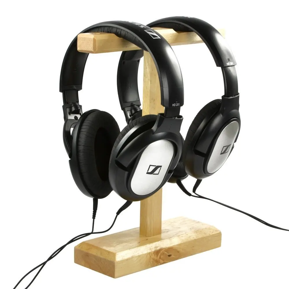 Enlarge Wood Dual Headphones Stand holder for Bose QC15 QC25 Sony MDR-XB500 Shure Ultimate Ears Koss PortaPro JVC Philips Skullycandy