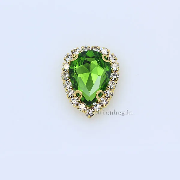 grass green 12p 10x14 мм костюм платье слеза падение с плоской задней частью Кристалл Стекло Стразы Драгоценности отделка Бисер Аппликация шитье на кнопках многоцветный - Цвет: grass green