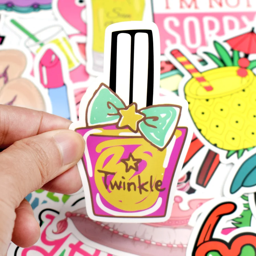 50 шт. мультяшная девушка стильная наклейка s Kawaii аниме пляж граффити наклейка DIY для бутылки воды ноутбук багаж планшет косметический Чехол
