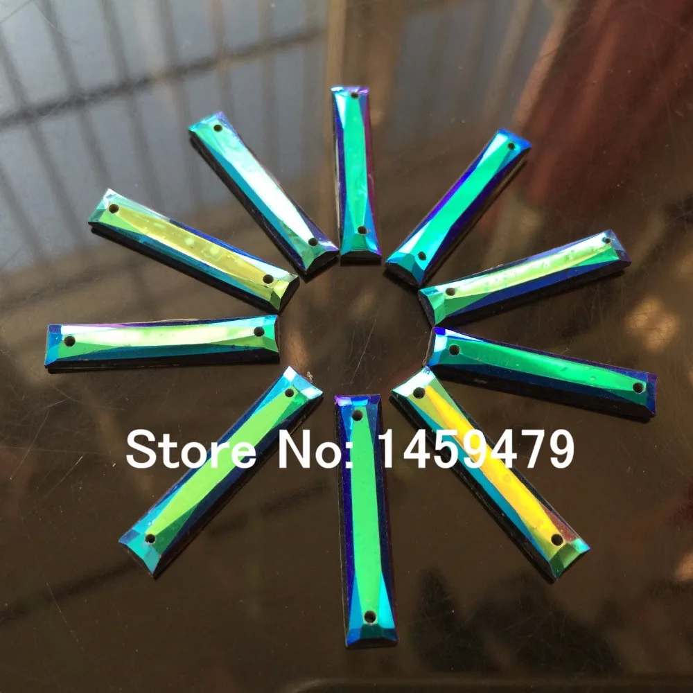 2 отверстия Свободные Стразы Акриловые прямоугольник глубокий синий АВ Цвет 50 шт