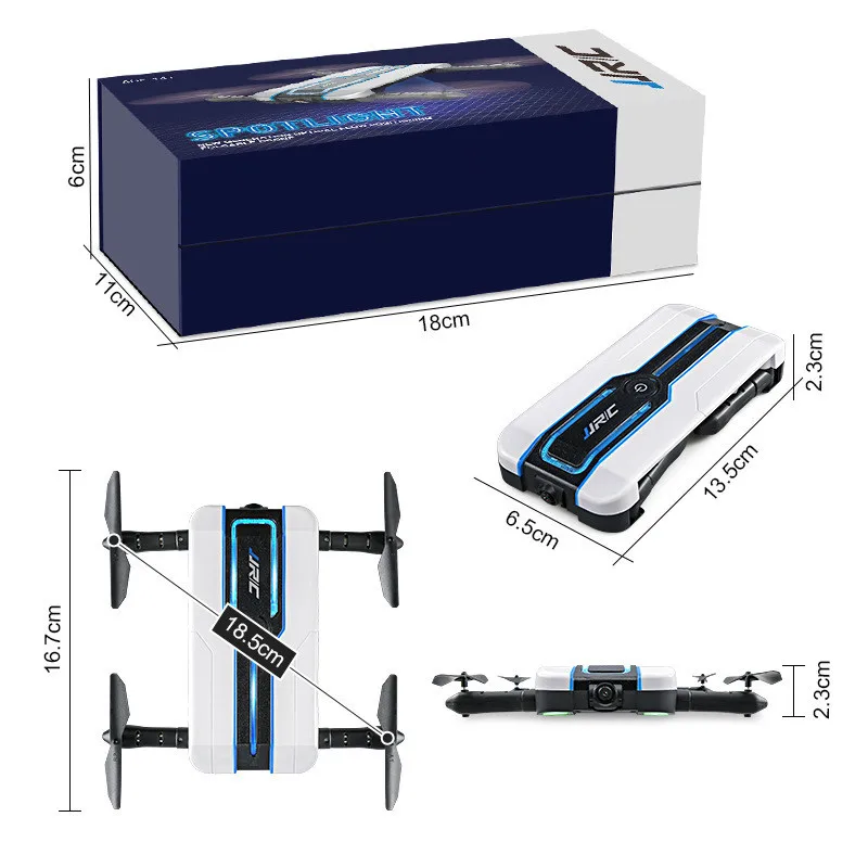 JJR/C H61 Spotlight WIFI FPV Selfie Drone Camera 720P Optical Flow Positioning 6-Axis Foldable RC Quadcopter VS E57 E56 | Электроника