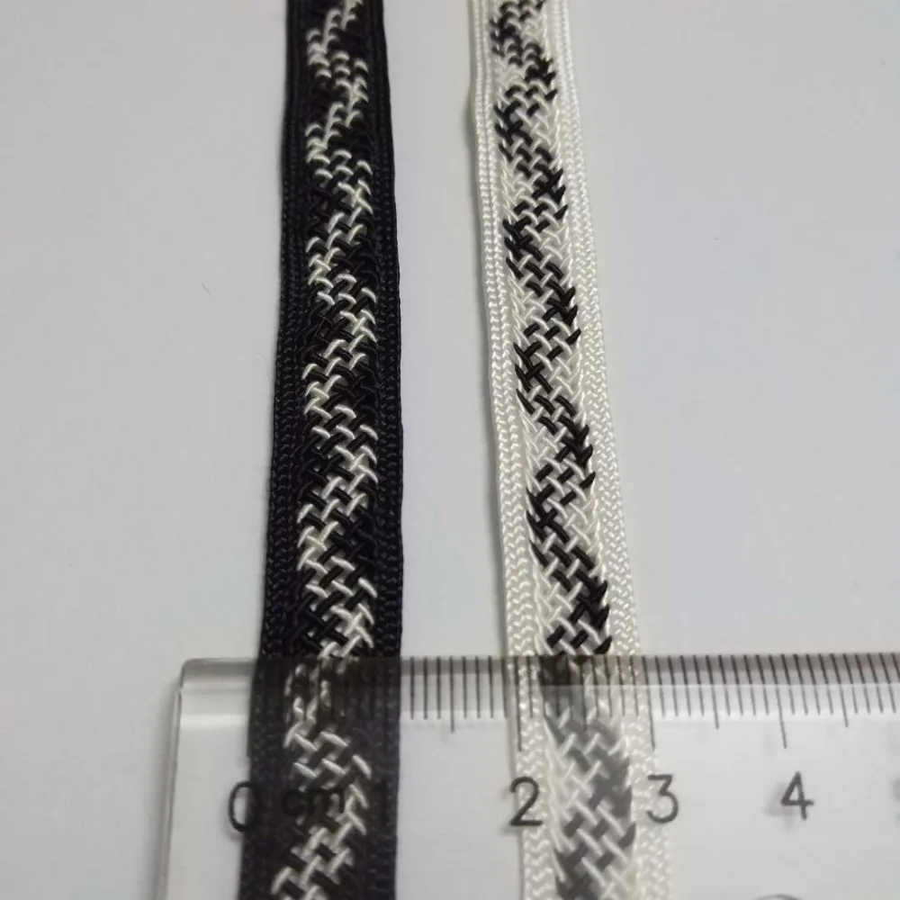 

5 yards Hollow Ribbons 1cm Width Two-color Polyester Ribbon Bias Binding Webbing For Diy Bag Craft Woven White Navy Tape