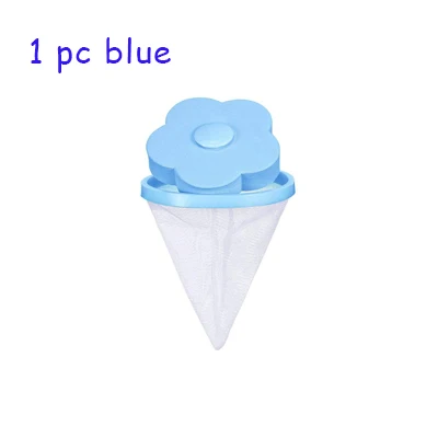 1 PC Blue Волшебная машина для ловли шерсти питомца, плавающая в виде цветка, сумка-сетка для шерсти питомца, ловушка для волос для стиральной машины - Цвет: 1 PC Blue