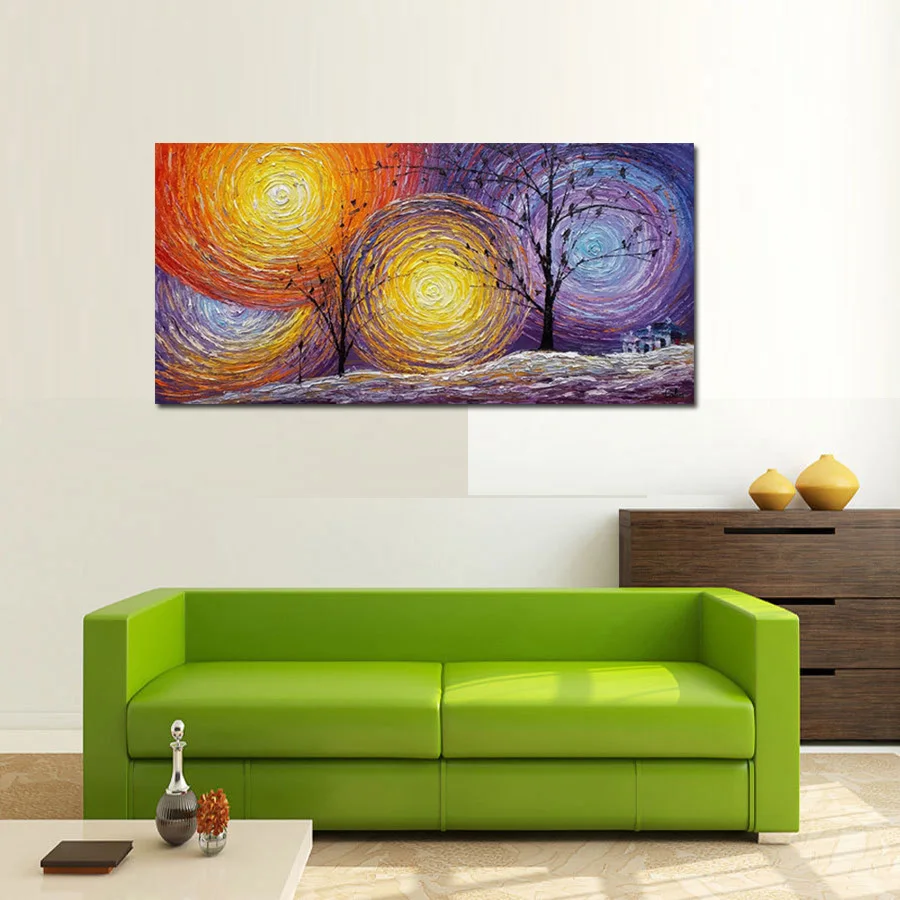 

Large Hand Painted Abstract Wind Round Landscape Oil Painting On Canvas Modern Abstract Wall Pictures For Living Room Home Decor