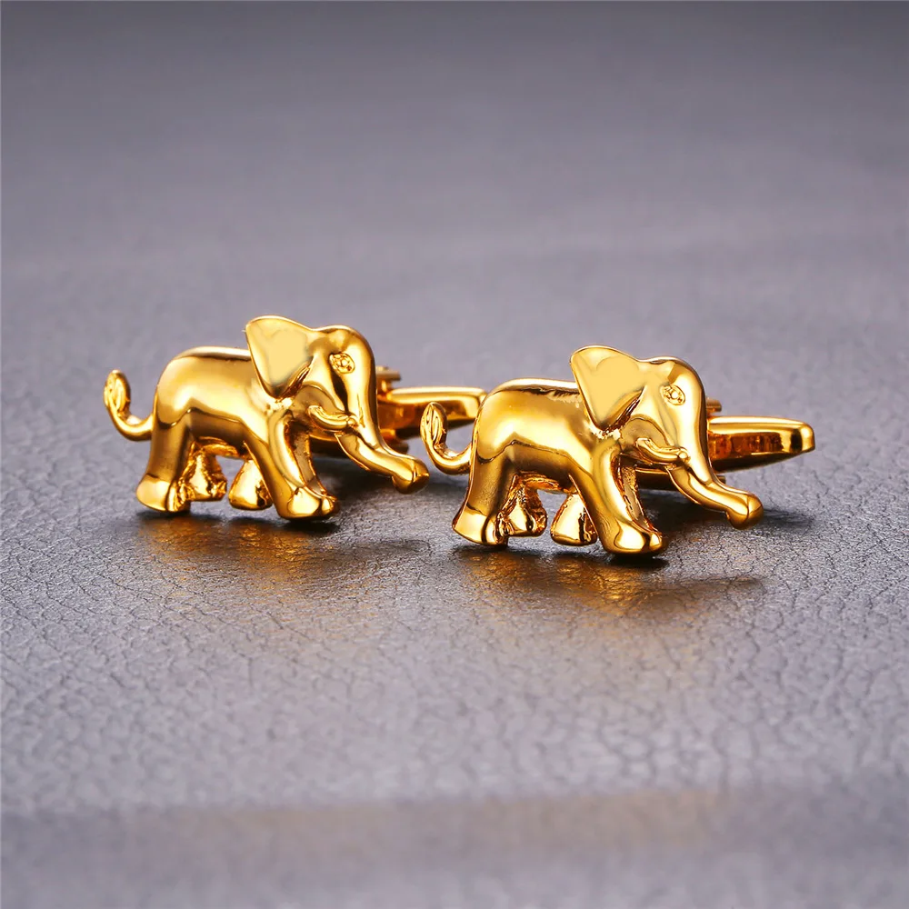 Запонки в виде слона золотого цвета мужские запонки животных с фирменной