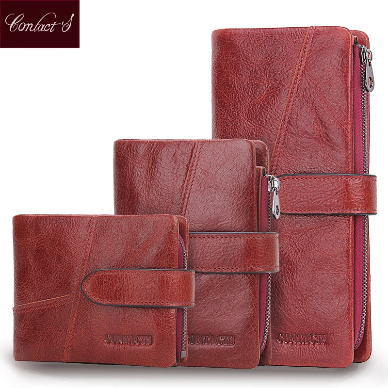 Женский кошелек из натуральной кожи Contact's 2021 Длинный в 9 стилях винтажный