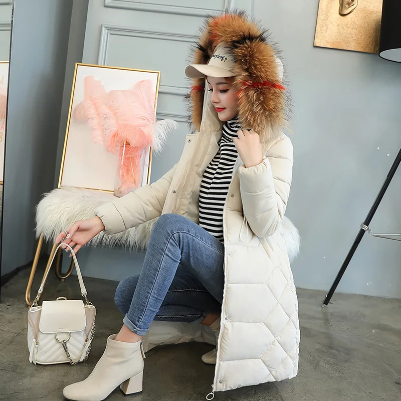 

womens winter jackets and coats 2019 Parkas for women 5 Colors Wadded Jackets warm Outwear With a Hood Large Faux Fur Collar