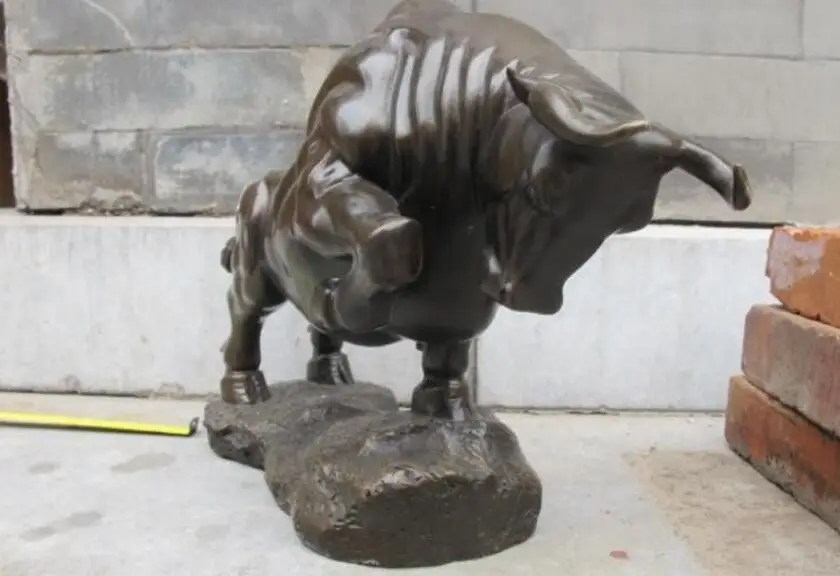 Chinese Pure Bronze statue Classic Wall Street GOOD LUCK OX Art Sculpture | Дом и сад