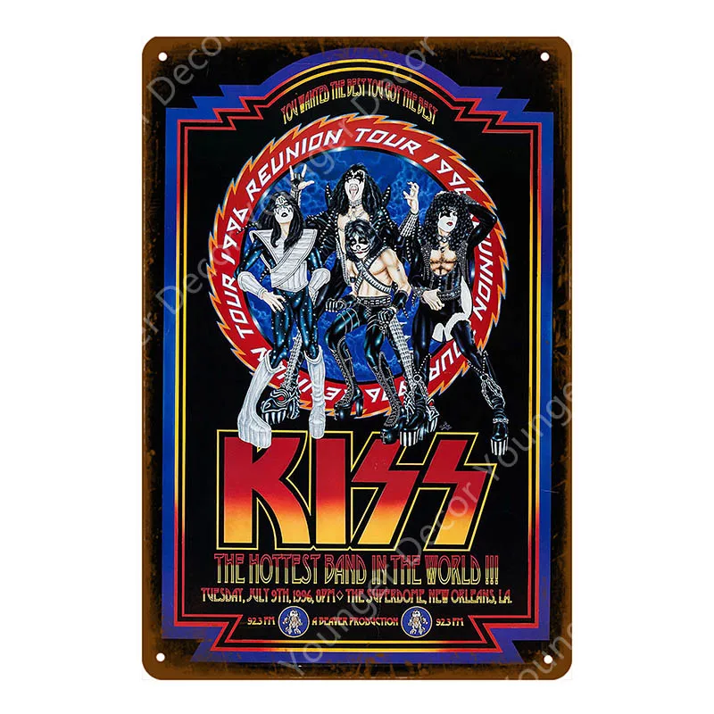 YD6512F Музыка рок винтажные металлические знаки плакат Kiss Band табличка настенные стикеры украшение дома Классическая Роспись Тарелка бар клуб Декор - Цвет: YD6512F
