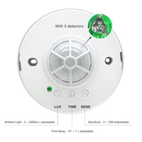 high sensitivety adjustable 360 degree ceiling pir motion sensor with 3 detectors 110v 220v led light switch