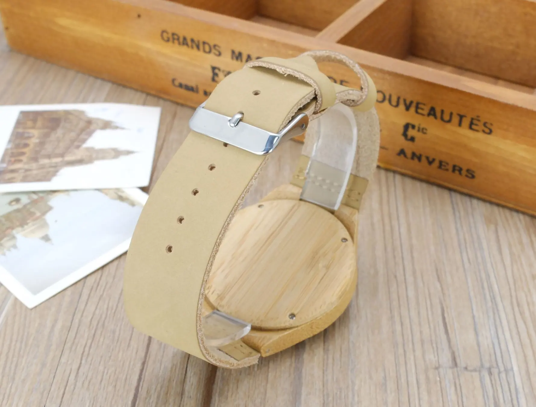 Новинка 2017 деревянные мужские наручные часы с ремешком из натуральной кожи и