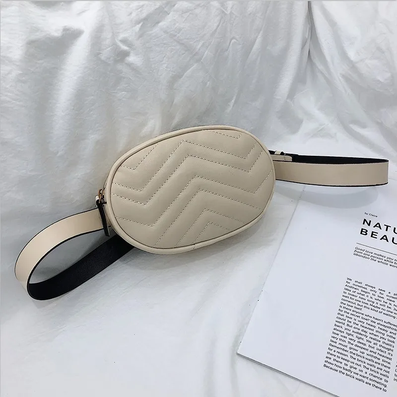 Beige Роскошный дизайн, женская сумка из искусственной кожи, поясная сумка, овальная форма, на одно плечо, на молнии, поясная сумка, Женская поясная сумка - Цвет: Beige