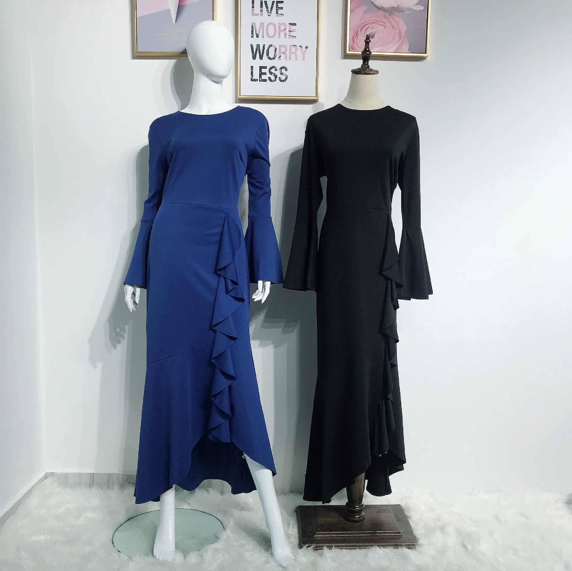 Мусульманское кружевное Макси платье abaya длинные халаты с поясом Туника jilбаб