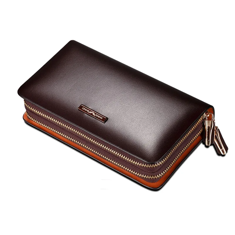 Роскошный деловой мужской клатч из спилка длинные бумажники воловьей кожи на