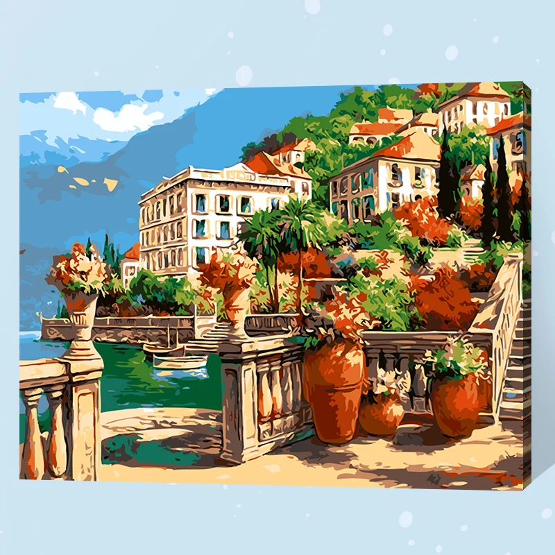 Набор для рисования по номерам на холсте Морская Вила | Дом и сад