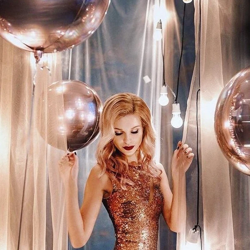 

5pc 22inch Rose Gold 4D Round Foil Balloons Wedding Birthday Party Decoration Helium Inflatable Baloons Globos Balloons Toys