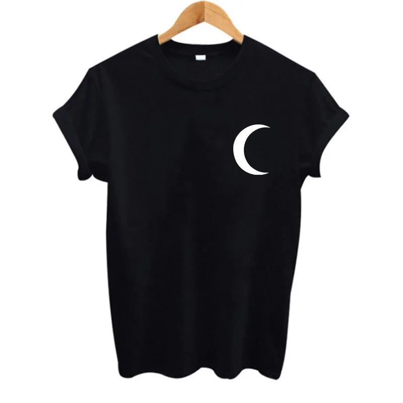 Женская футболка с принтом полумесяца 100% хлопок повседневная забавная Футболка