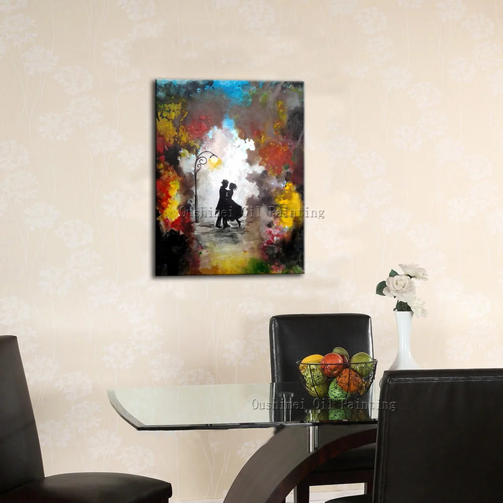 No Framed Free Shipping Handmade High Quality Dancing In Forest Oil Painting Abstract Lover Dream For Living Room Art | Дом и сад