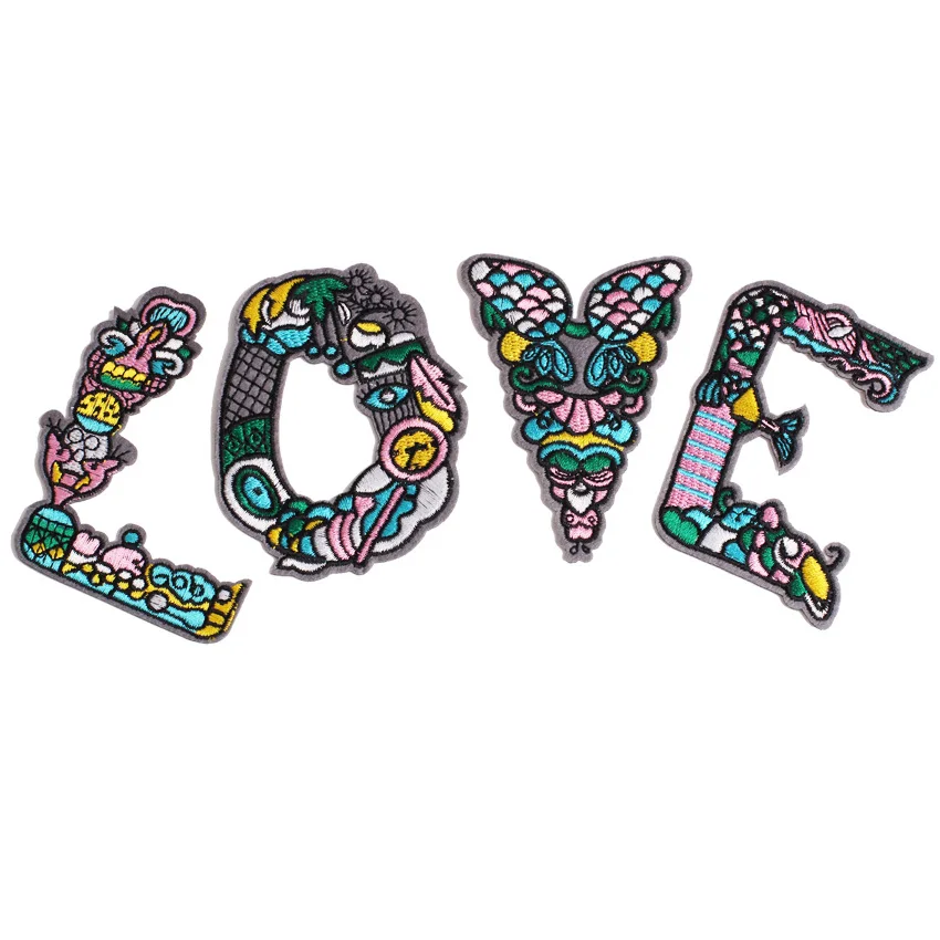 4 шт./компл. крутые вышитые надписи с надписью LOVE аппликация помощью утюга нашивки