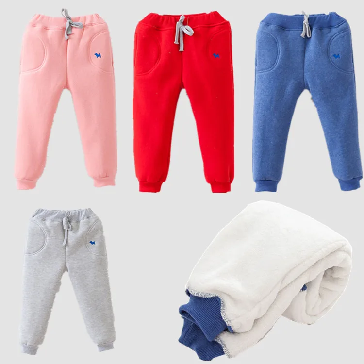 Утепленные штаны для маленьких мальчиков и девочек Сезон осень зима Бархатные