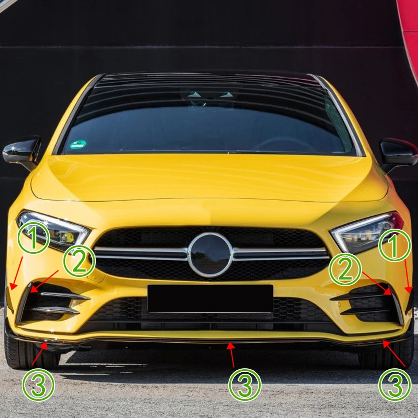 Накладка на передний бампер, стикеры на крылья и облицовка для Mercedes Benz A Class W177 V177 A180 A200 A220 A250 A35 - аксессуары для стайлинга автомобиля.