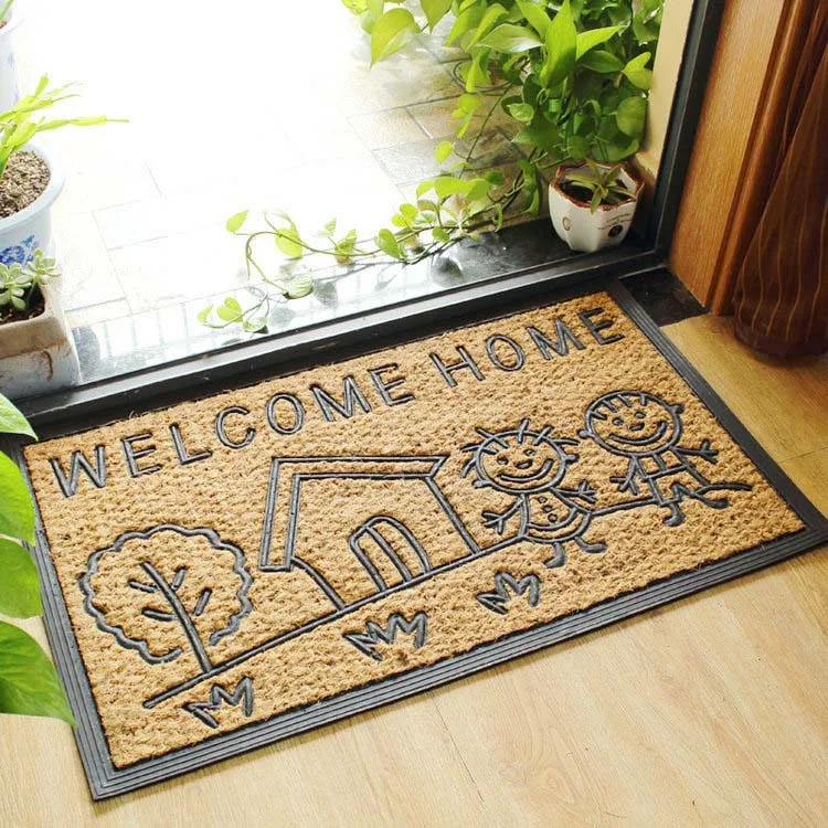 Welcome home Коврик из кокосового волокна, натуральный материал, коврик для улицы, грязечистка, маленький коврик для ванной комнаты, Противоскользящий коврик, декор для гостиной - Цвет: Welcome home
