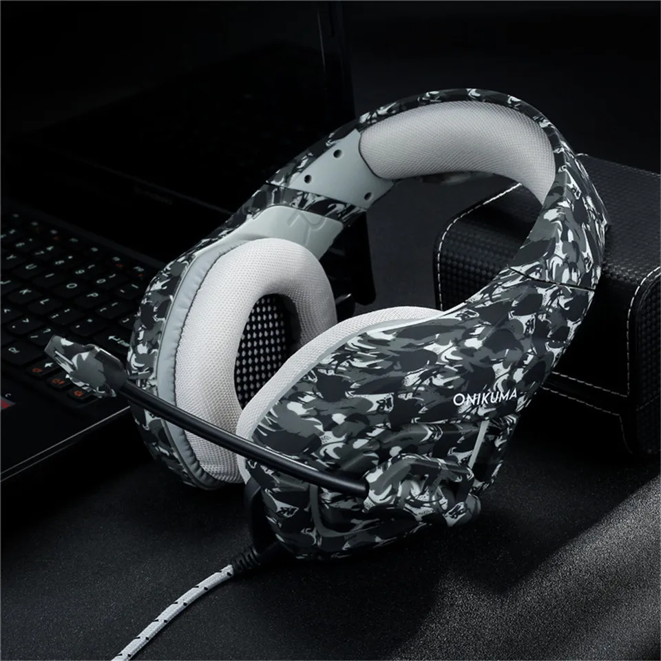 ONIKUMA K1 шлем камуфляж PS4 гарнитура бас стерео игровые наушники с микрофоном для новых Xbox One сотовый телефон, ПК ноутбук