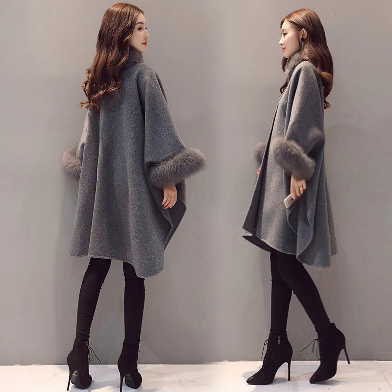 2018 Женское зимнее Новое винтажное теплое шерстяное пальто с меховым воротником