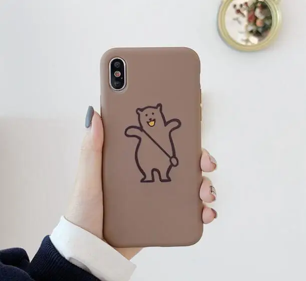 Корейский милый чехол с мультяшным медведем для Iphone Xs Max Xr мягкий силиконовый из