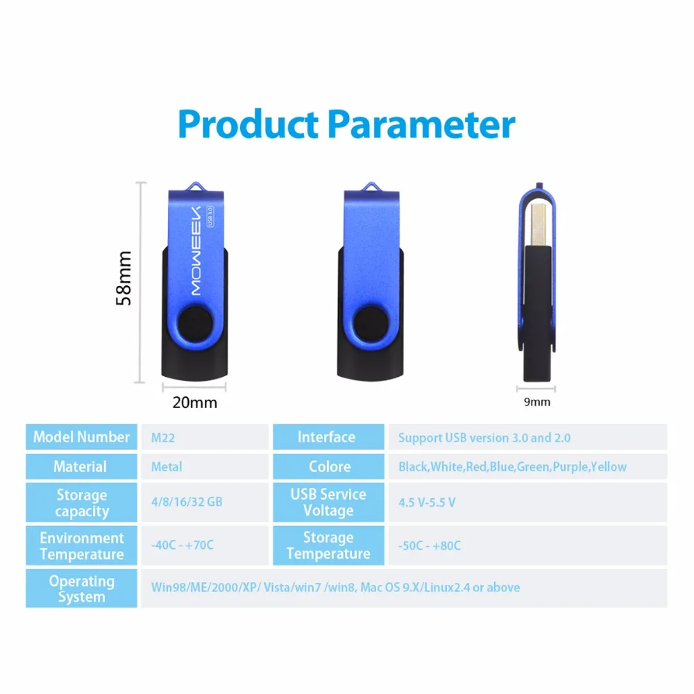 Moweek USB 3.0 High Speed карту флэш-памяти с интерфейсом 2017 поворотный металлический 128 г 64