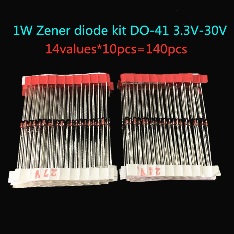 14values* 10 шт. = 140 шт. 1 Вт туннельный Диод комплект DO-41 3,3 V-30 V набор компонентов «сделай сам»