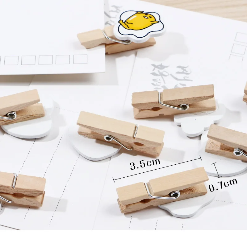 10 шт./упак. милые Gudetama ленивый яйцо пеньковая веревка яйцо Стиль деревянный зажим Фотобумага Craft DIY клипы с веревкой конопли