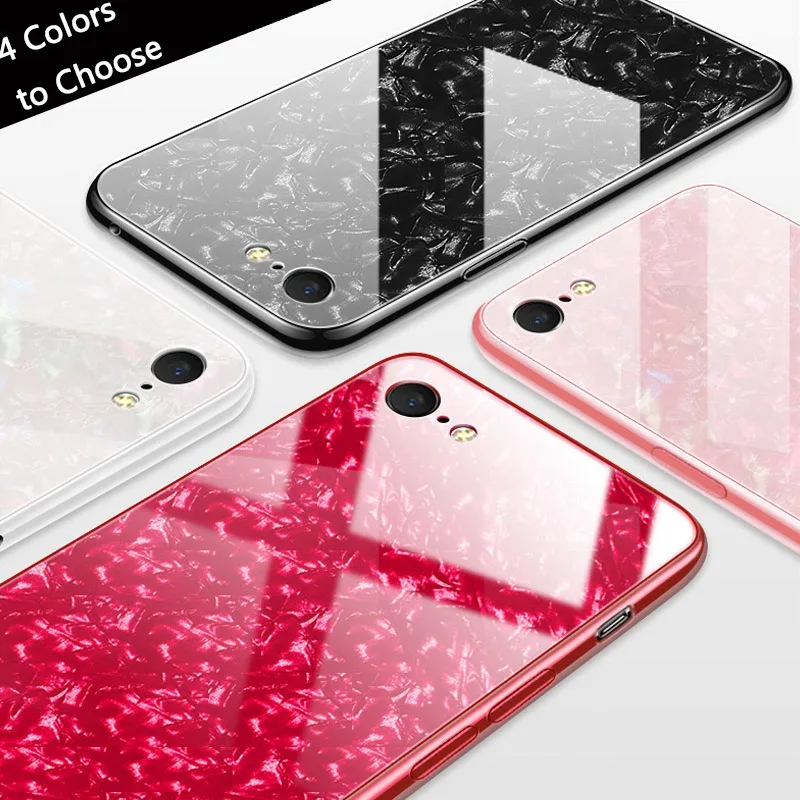 UPaitou Luxury Tempered Glass Case for iPhone 8 7 6 6S Plus TPU Silicone Bumper Shockproof Back Cover |