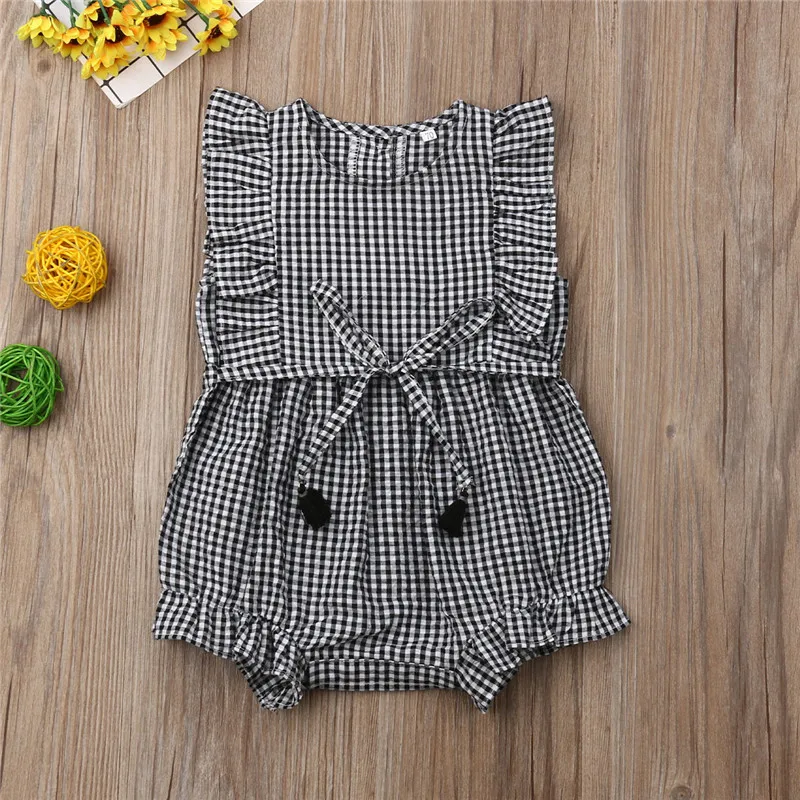 Одежда с рюшами для новорожденных и маленьких девочек комбинезон без рукавов в