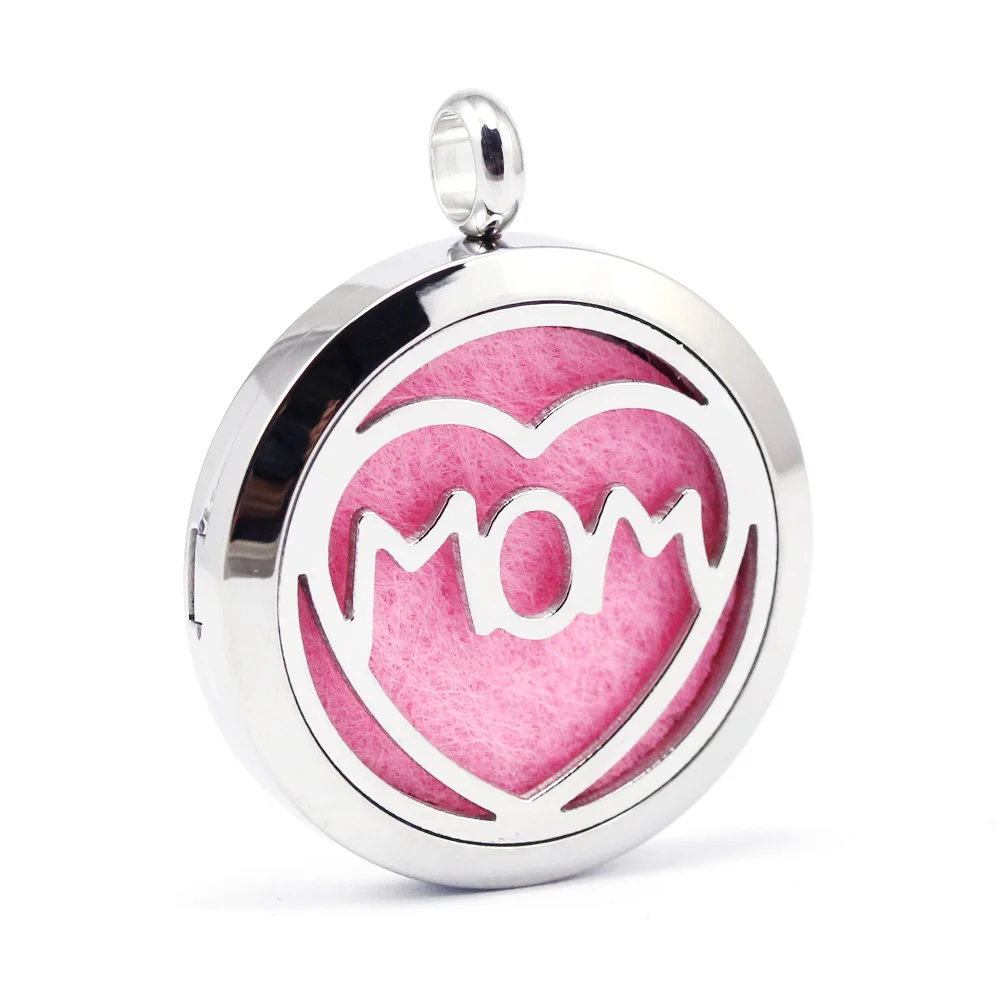 

30mm 316L stainless steel mothers day gift heart design aroma aromatherapy essential oil diffuser necklace
