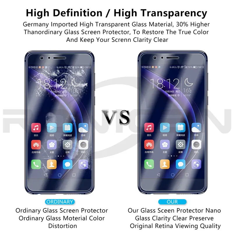 Защитное стекло RONICAN для экрана Huawei Honor 8 закаленное Стекло защитная