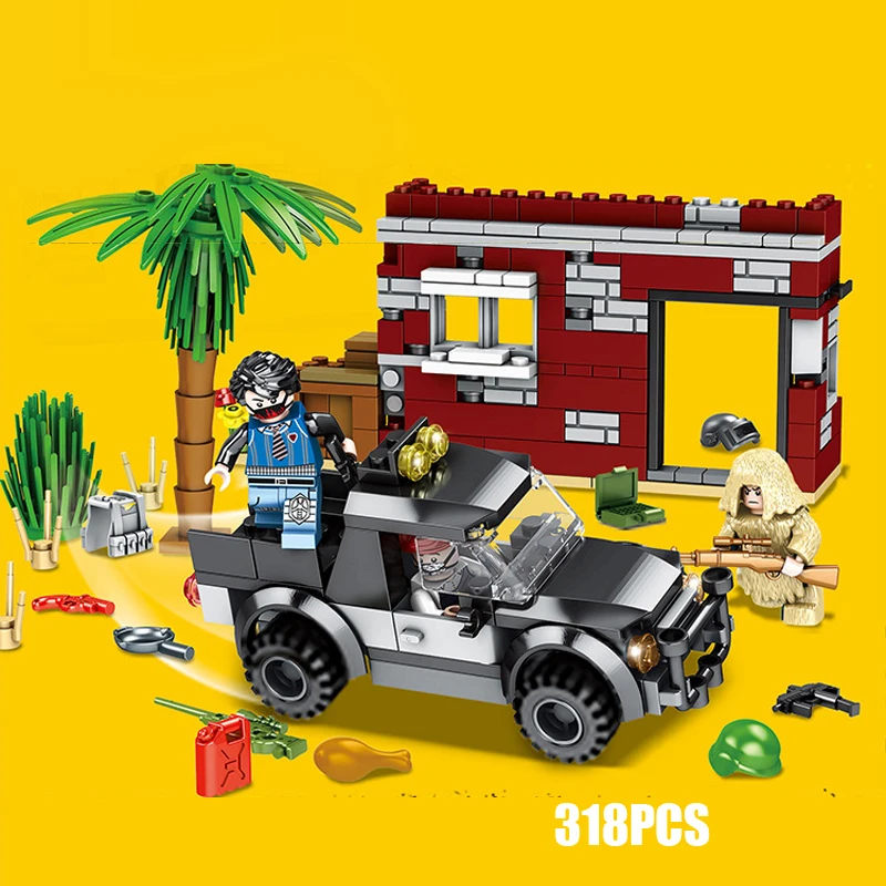 Военная игра PUBG Battlefield scenes batisbricks строительный блок ww2 army Ghillie костюм фигурки мотоцикл оружие Кирпичи Игрушки