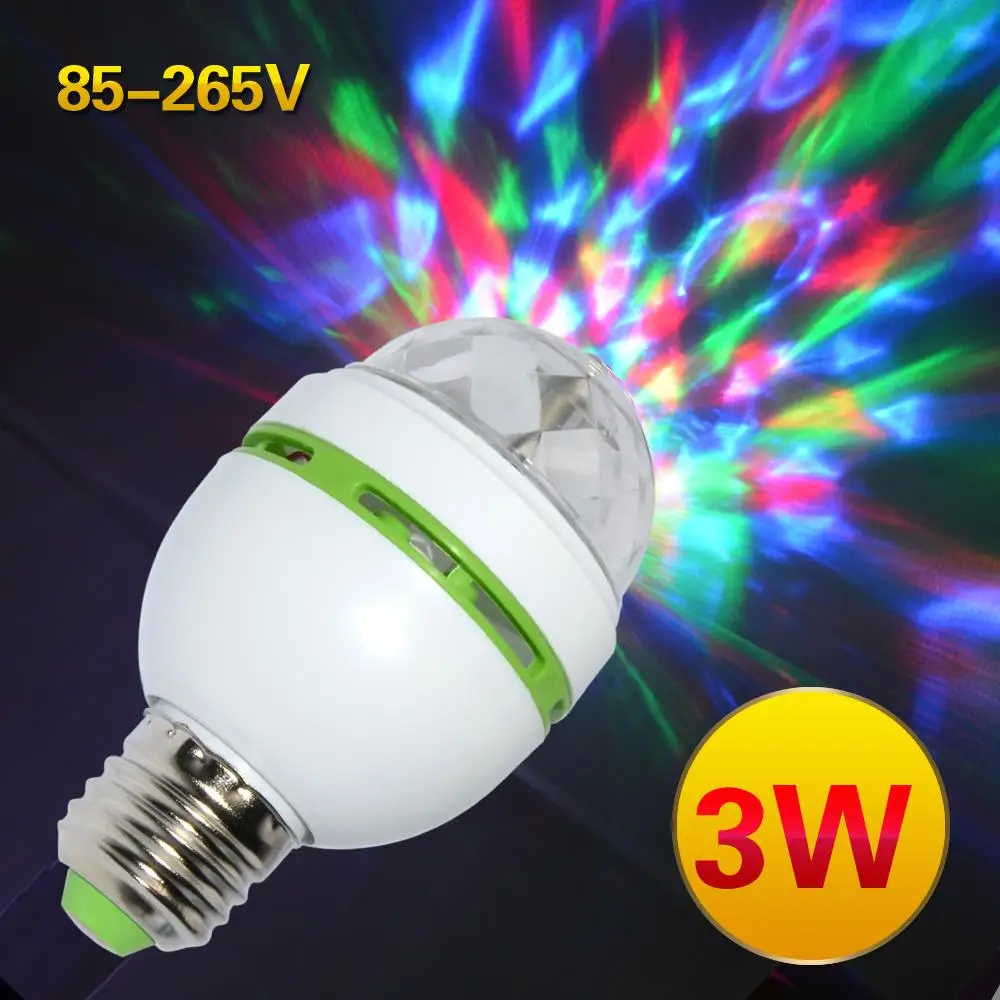 

Wedding Party E27 3W Colorful Auto Rotating RGB LED Bulb Stage Light Party Lamp Disco for home decoration lighting lamps