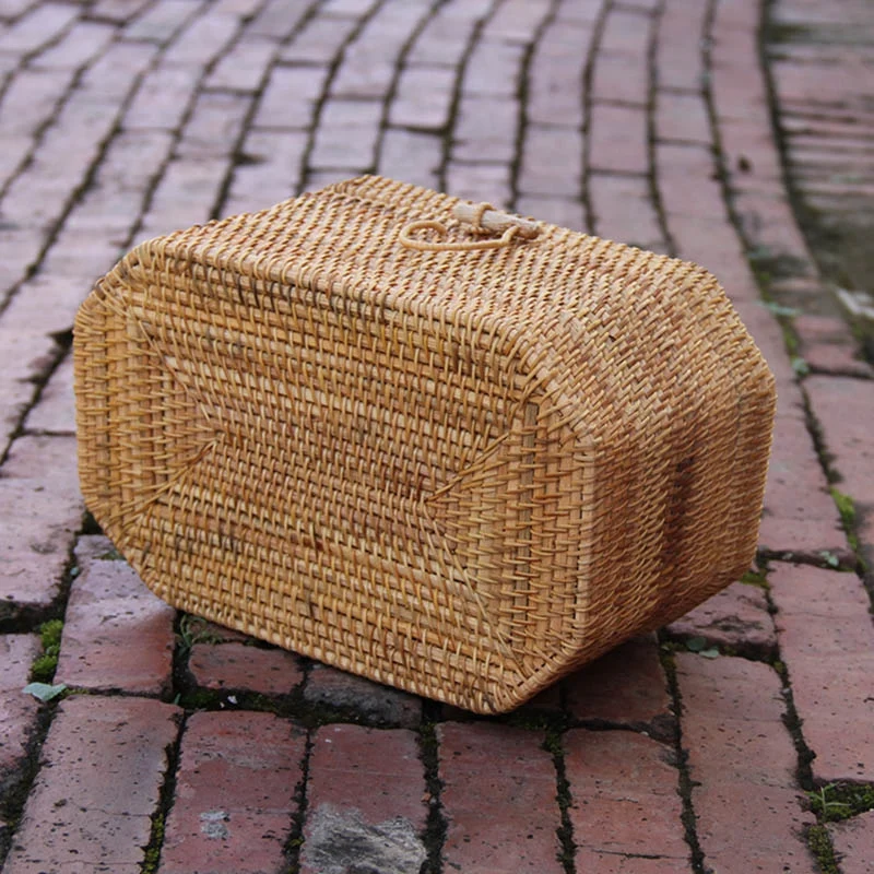 BEAU-женская Соломенная Сумка, женская летняя пляжная сумка, Женская Ручная работа, популярные винтажные Ротанговые сумки, Полые сумки, коробка, большая сумка