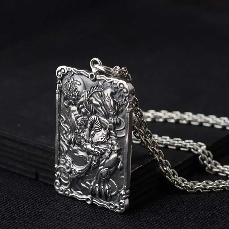 FNJ 925 Серебряная подвеска Pixiu квадратная плоская висячая оригинальная S990 тайская серебряная подвеска для мужчин и женщин для изготовления ювелирных изделий
