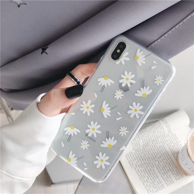 Lovebay, прозрачные чехлы для телефонов с ромашками для iphone X, XS, Max, XR, 6, 6 S, 7, 8 Plus, чехлы с цветочным принтом, с сердечками, силиконовые чехлы на заднюю панель